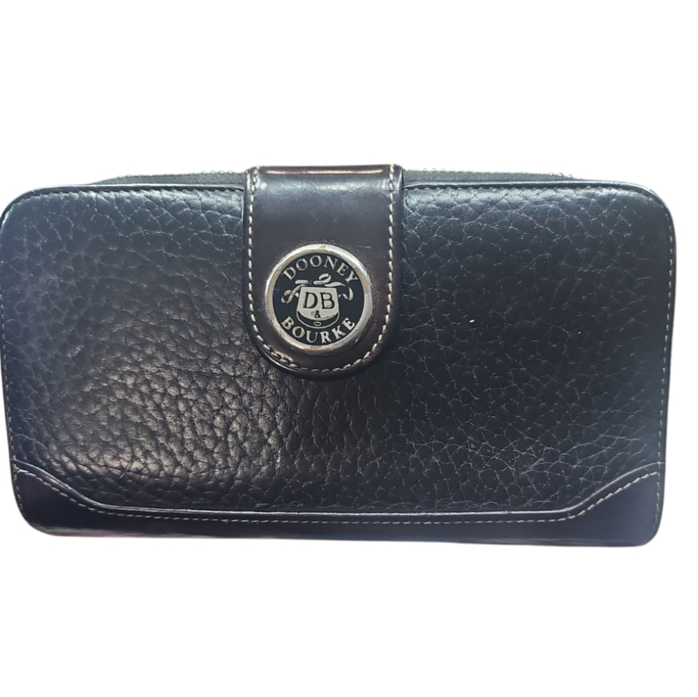 Dooney & Bourke Vintage Black Leather Organizer Wallet
